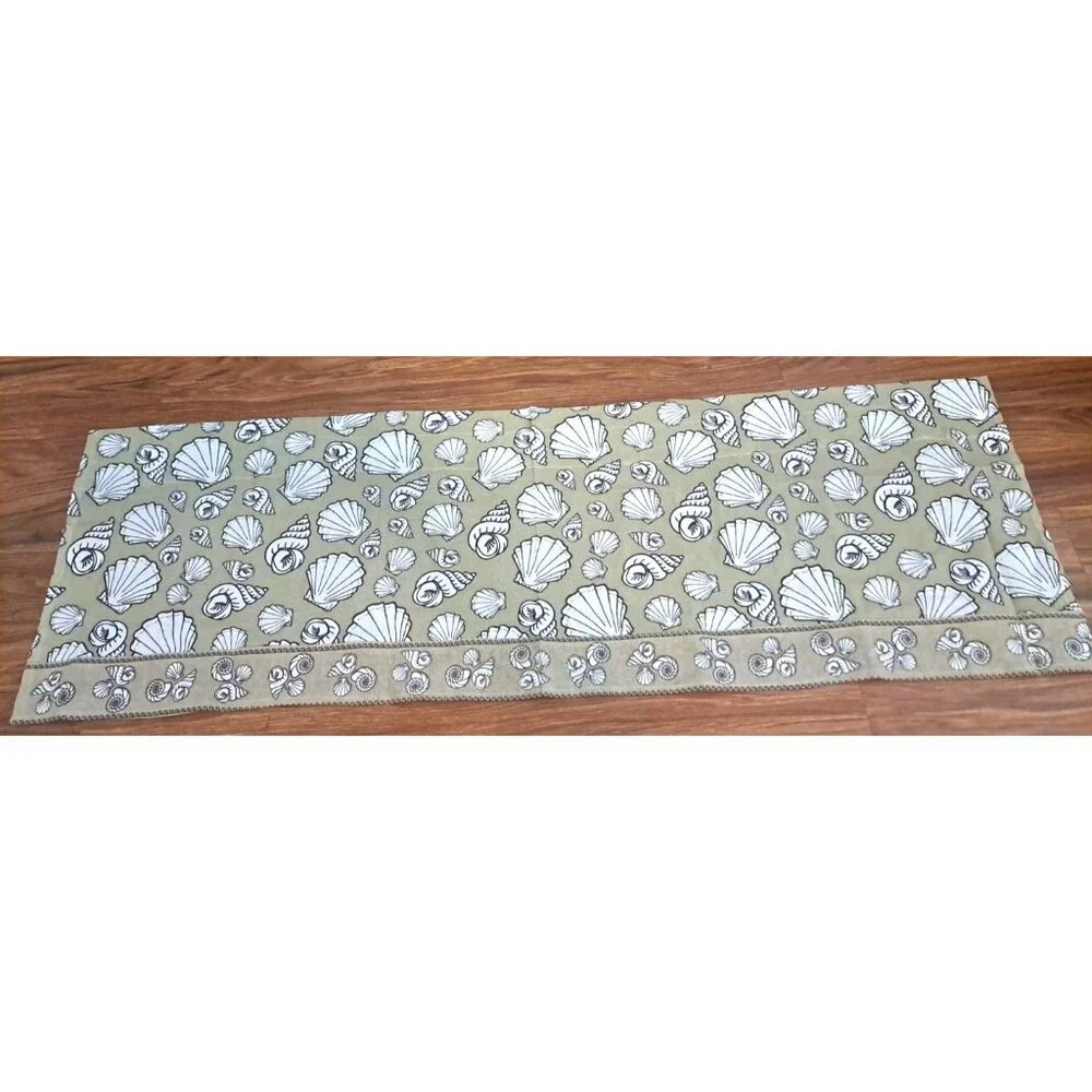 Ocean Life Valance Seashells Beige White Beach House Modern Coastal 50x18